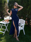 "Velise" Ruched High-Slit Maxi Dress