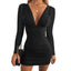 Zyvoria | Long Sleeve Ruched Bodycon Mini Dress