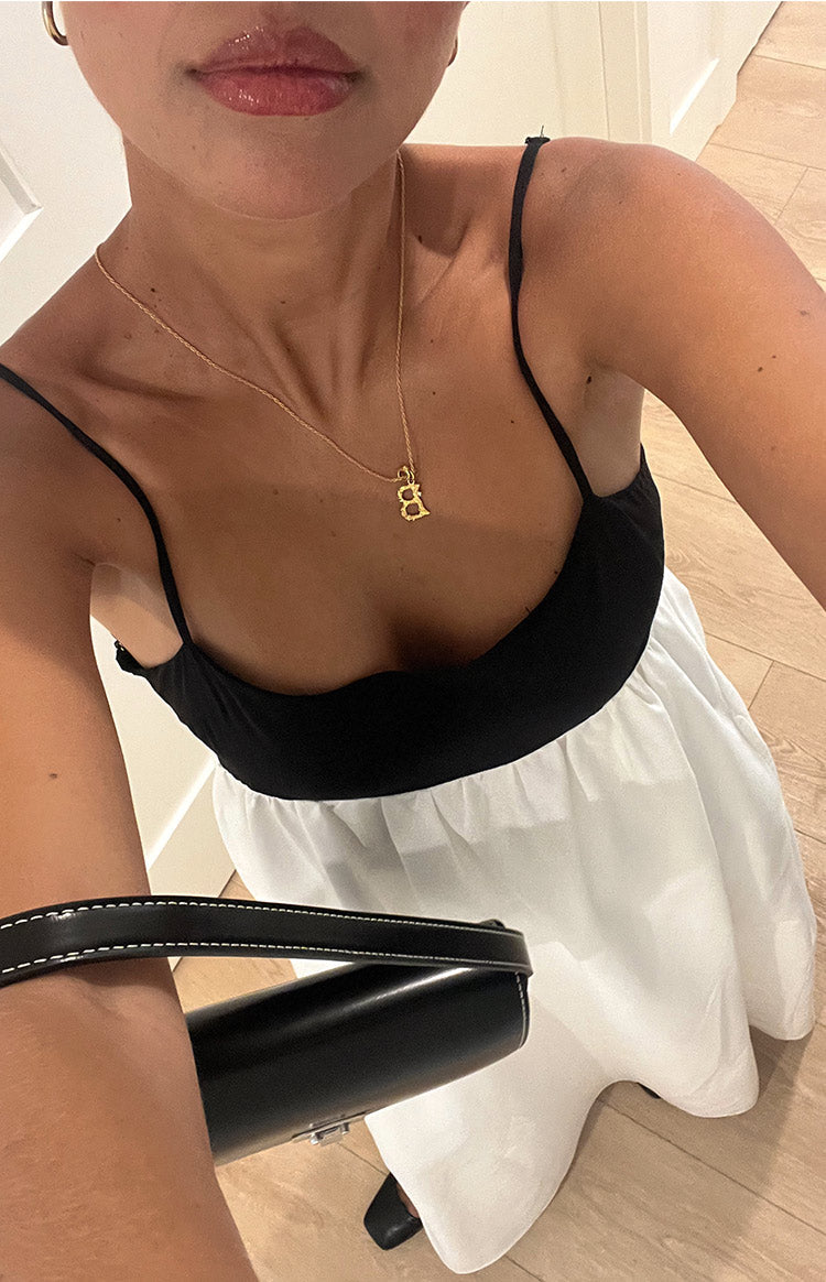 ELARA CONTRAST MAXI DRESS – WHITE & BLACK