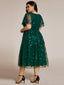 "Cora" Embroidered Midi Dress