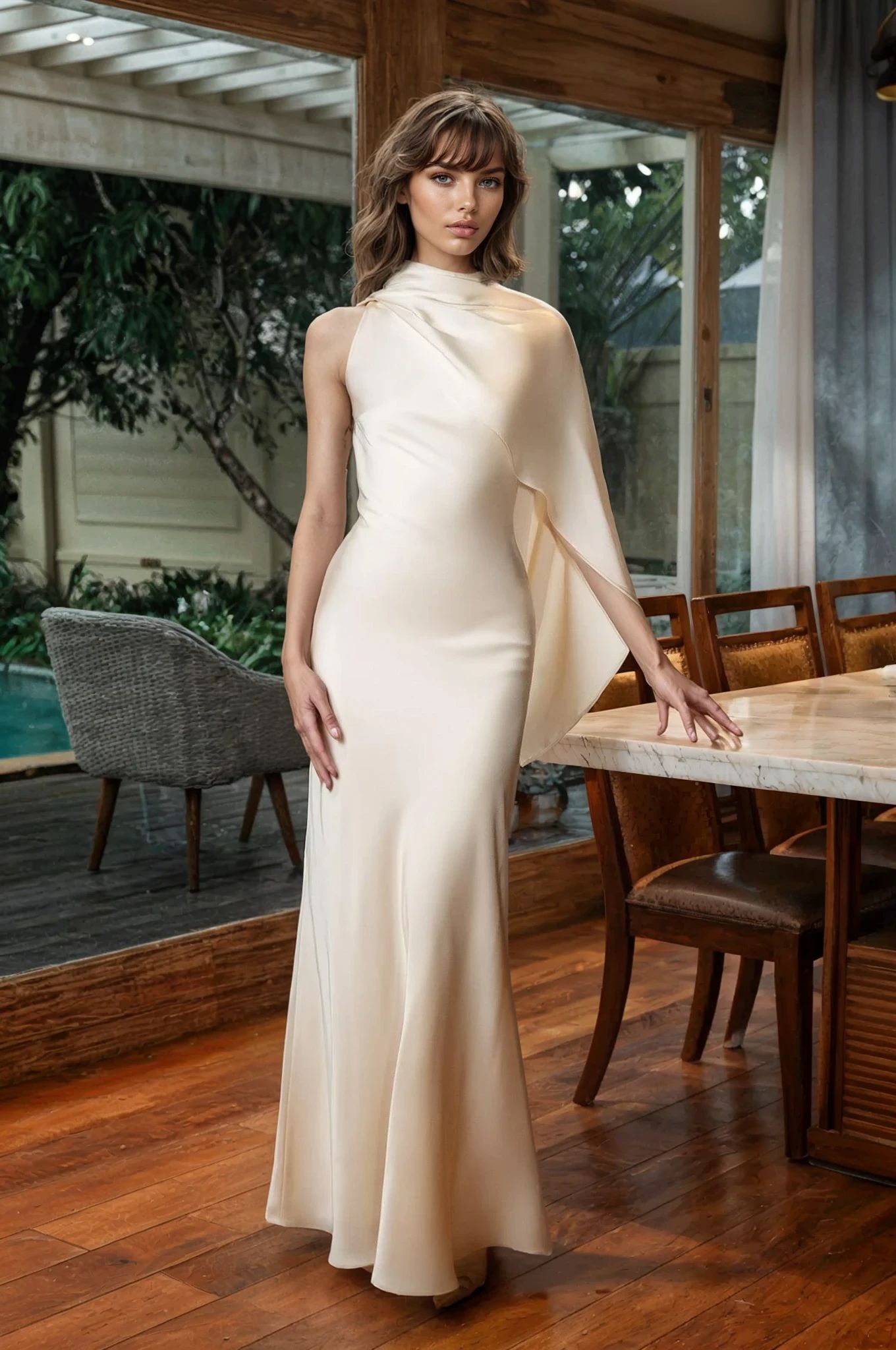 VALINA SATIN MIDI DRESS – WHITE