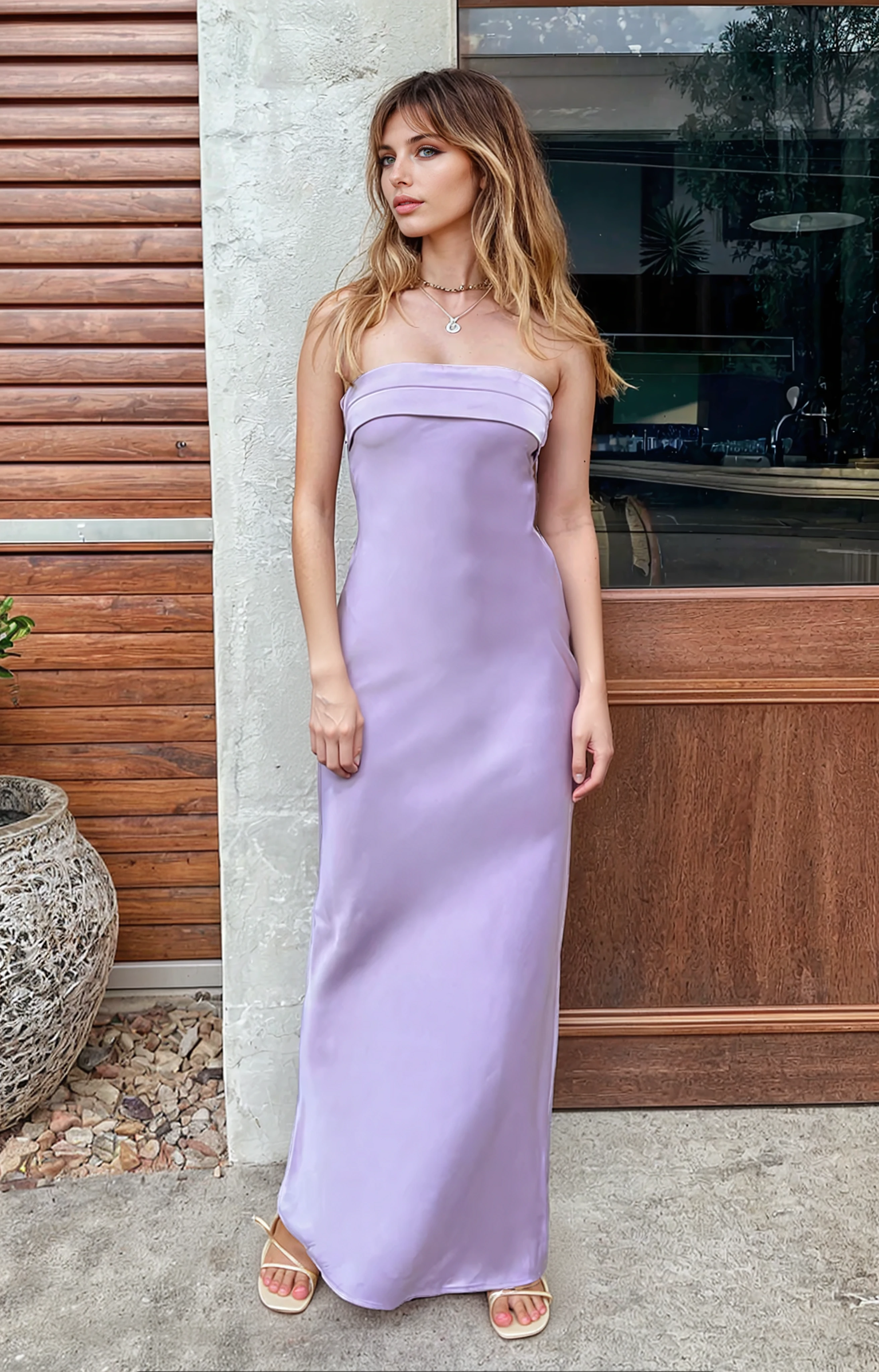 MAELIA STRAPLESS MAXI DRESS – LILAC