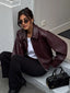 "Rowan" Faux-Leather Bomber Jacket