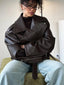 "Rowan" Faux-Leather Bomber Jacket