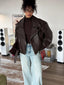"Rowan" Faux-Leather Bomber Jacket