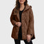 Sylvia casual coat with a solid colour check hood