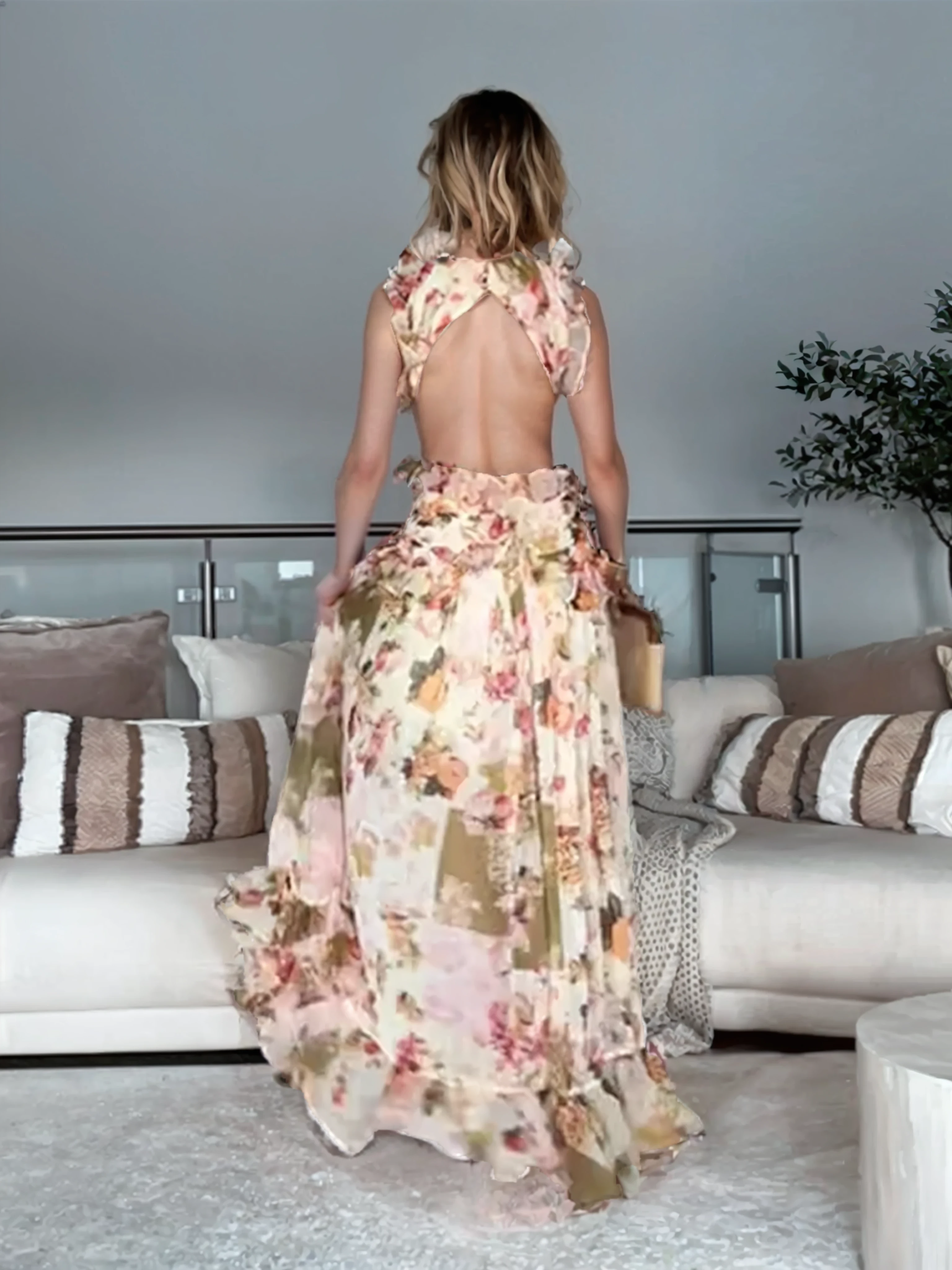 Isla Backless Floral Maxi Dress