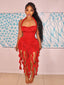 "Cirelia" Fringe Halter Maxi Dress