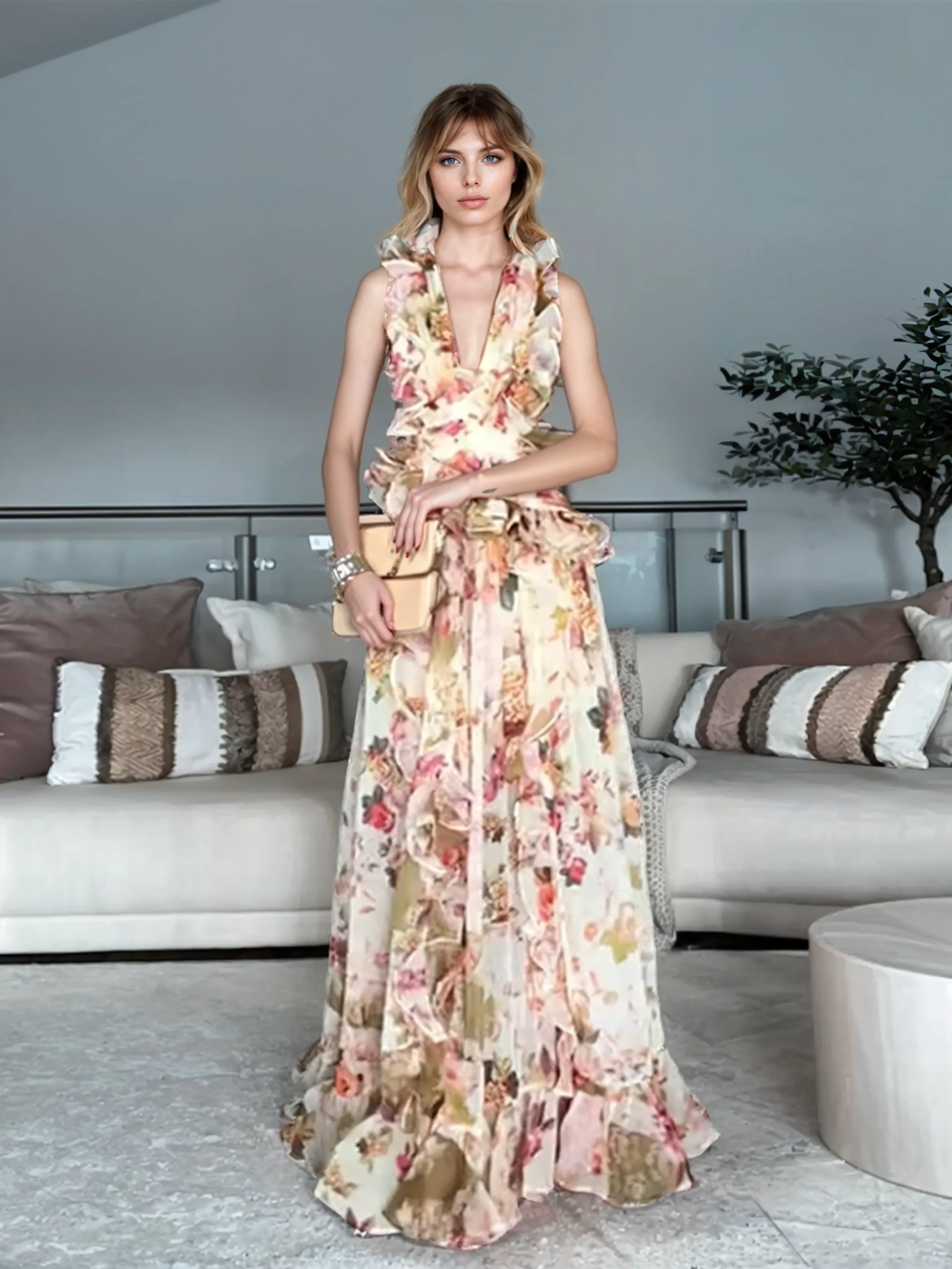 Isla Backless Floral Maxi Dress