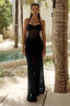 Elvorya | Espresso Mesh Maxi Dress