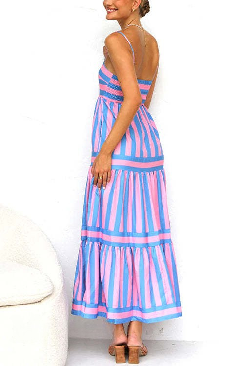 Sorelle Tiered Color Block Maxi Dress