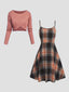 The "Hadley" 2-Piece Plaid Dress & Sweater Set