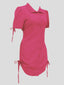 Zyanna | Short Sleeve Button-Up Dress with Waist Tie