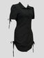 Zyanna | Short Sleeve Button-Up Dress with Waist Tie