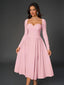 "Vienna" Long Sleeve Off-Shoulder Midi Dress