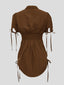 Zyanna | Short Sleeve Button-Up Dress with Waist Tie