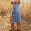 Jolene | Distressed Asymmetrical Denim Midi Skirt