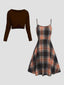 The "Hadley" 2-Piece Plaid Dress & Sweater Set