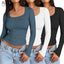 "Raya" 3-Pack Long Sleeve Square Neck Tops