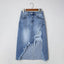 Jolene | Distressed Asymmetrical Denim Midi Skirt
