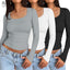 "Raya" 3-Pack Long Sleeve Square Neck Tops