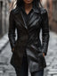 Vintage Lapel Button Faux Leather Jacket